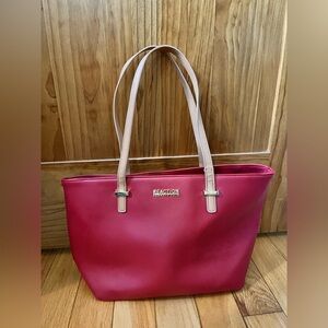 Kenneth Cole Reaction Red Tote with Tan Handles